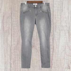 Cabi Skinny Jeans Womens 12 Gray Stretch Denim Mid Rise Zipper Pocket Ankle